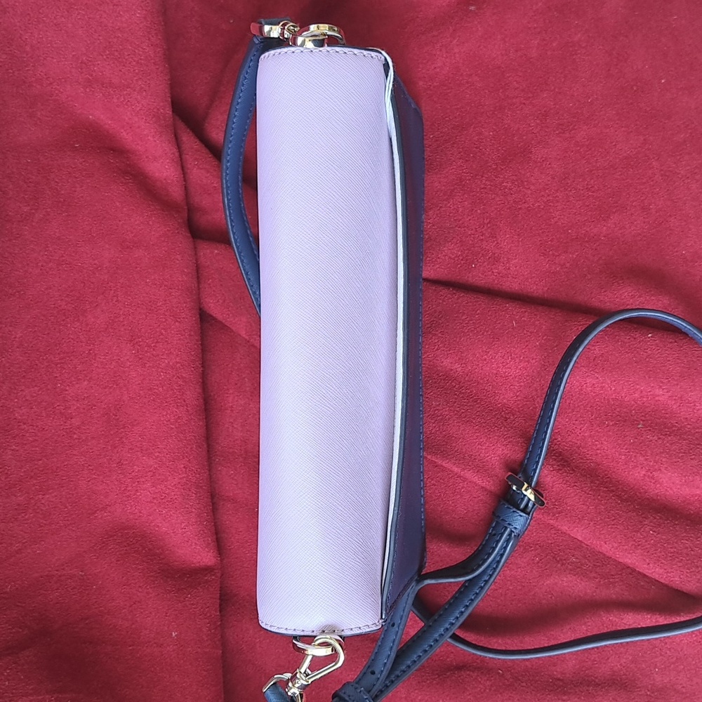 NEW Kate Spade Cameron Lavender /Navy and White Bag /Crossbody EC - Picture 7 of 16